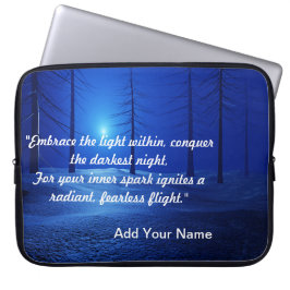 Funda Para Portátil Paisaje estético forestal Motivación azul oscuro