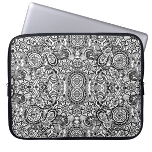 Funda Para Portátil Paisaje floral blanco y negro