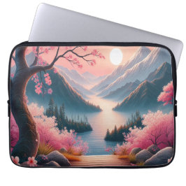 Funda Para Portátil Paisaje forestal de montaña de flores de cerezo ja