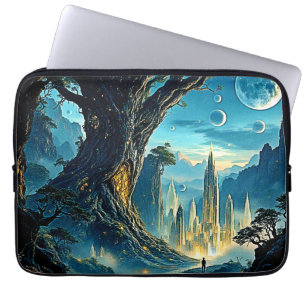 Funda Para Portátil Paisaje místico de la ciudad del árbol