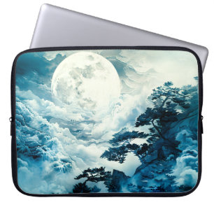 Funda Para Portátil Paisaje místico de montaña bajo la luz de la luna