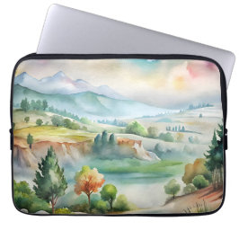 Funda Para Portátil Paisaje montañoso acuarela
