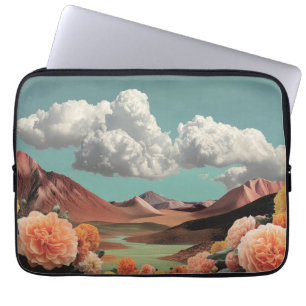 Funda Para Portátil Paisaje montañoso floral surrealista con nubes dra