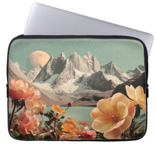 Funda Para Portátil Paisaje Montañoso Surrealista con Flores en Flor