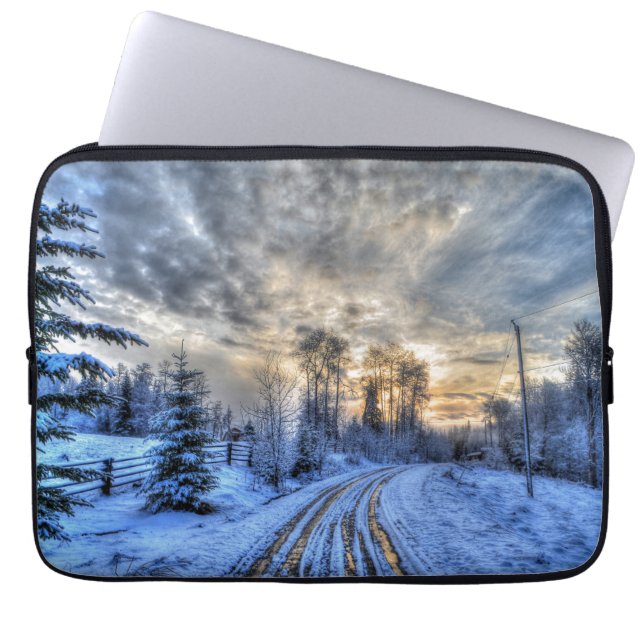 Funda Para Portátil Paisaje natural del Caribe Amanecer invernal (Frente)