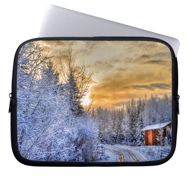 Funda Para Portátil Paisaje natural del Caribe Amanecer invernal (Frente)