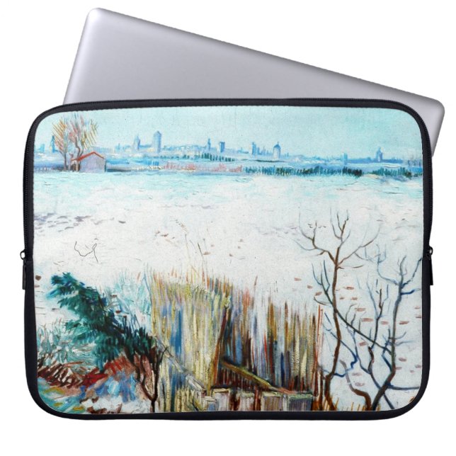 Funda Para Portátil Paisaje nevado con arles en el fondo (Frente)