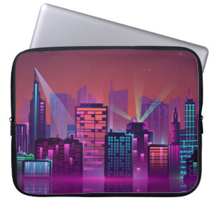 Funda Para Portátil Paisaje nocturno colorido y brillante. ilustracion