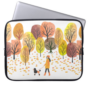 Funda Para Portátil Paisaje otoñal. Ilustracion Vintage de acuarela