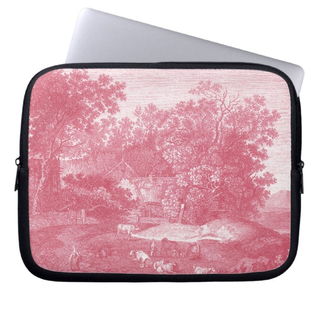 Funda Para Portátil Paisaje Pink Toile de Jouy Shabby Counry del (Frente)