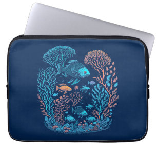 Funda Para Portátil Paisaje submarino peces coloridos y arrecife de co