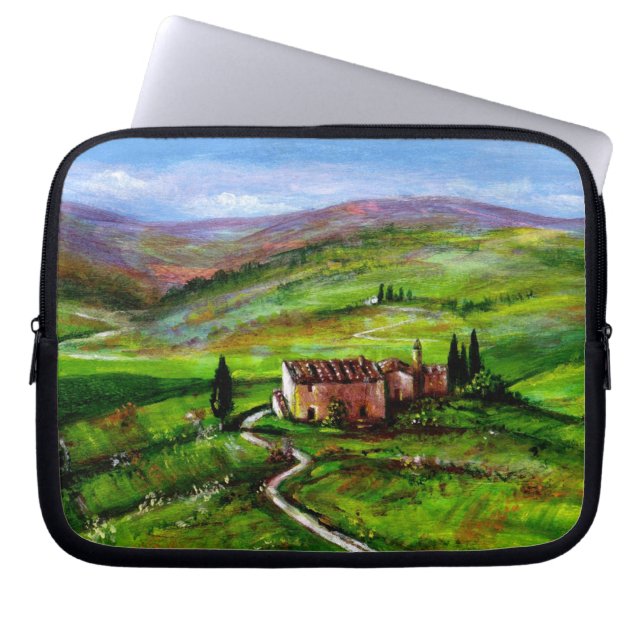 FUNDA PARA PORTÁTIL PAISAJE TOSCANO CON COLINAS VERDES (Frente)