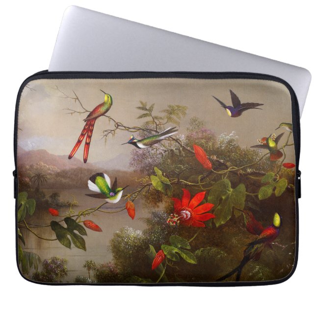 Funda Para Portátil Paisaje tropical con 10 Hummingbirds Heade (Frente)