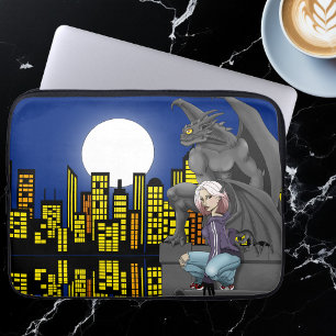 Funda Para Portátil Paisaje urbano de fantasía urbana con gárgola
