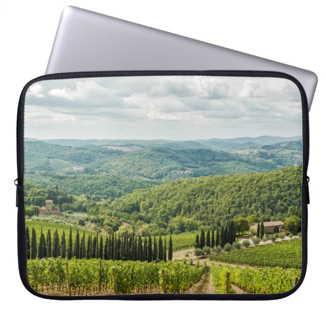 Funda Para Portátil Paisajes vitícolas por la mañana en Chianti. (Frente)