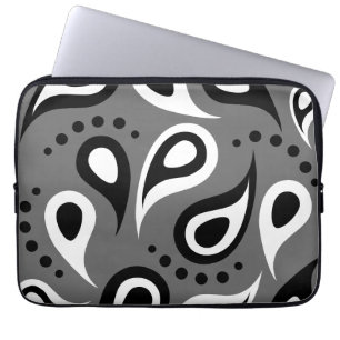 Funda Para Portátil Paisley gris y blanco negro personalizada