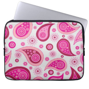 Funda Para Portátil Paisley rosa y blanco personalizada