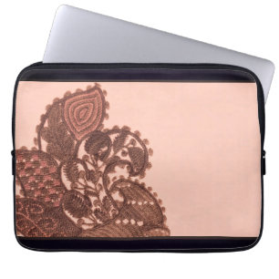 Funda Para Portátil Paisley rosa y dorado