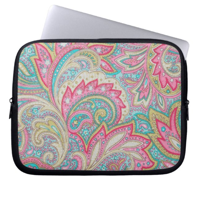 Funda Para Portátil Paisley rosada (Frente)