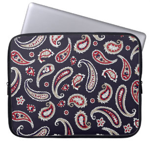 Funda Para Portátil Paisley tradicional india, patrón marino.