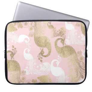 Funda Para Portátil Pajarito real de oro blanco rosado de Rubor