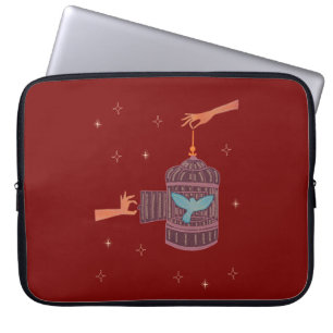 Funda Para Portátil Pájaro libre Jaula para pájaros Arte popular Man