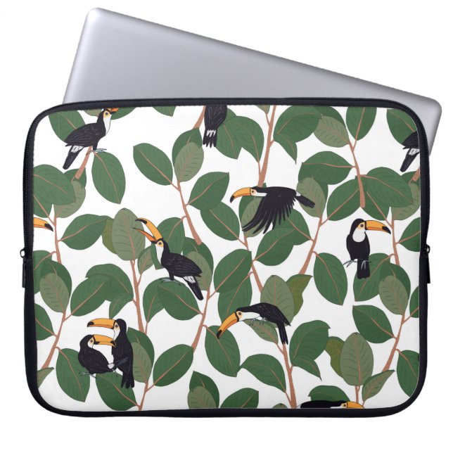 Funda Para Portátil Pájaro loro tóxico con hojas de palma ficticia sin (Frente)