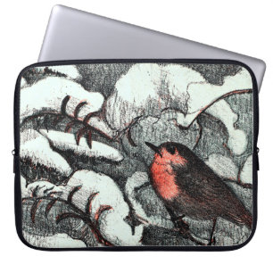 Funda Para Portátil Pájaro Robin de estilo Art Nouveau holandés en inv