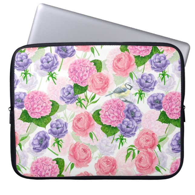 Funda Para Portátil Pájaro y flores (Frente)