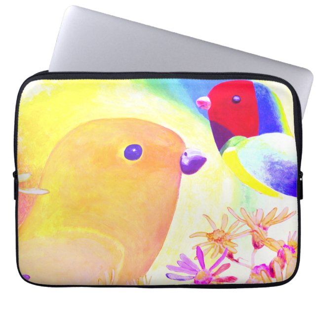 Funda Para Portátil Pájaros Brillantes con Tie-Dye (Frente)
