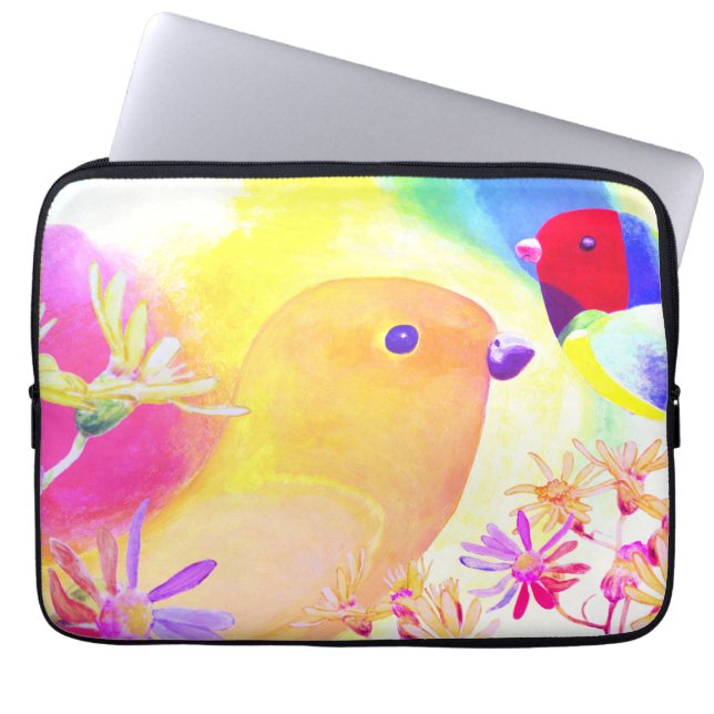 Funda Para Portátil Pájaros Brillantes de Tie-Dye (Frente)