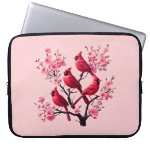 Funda Para Portátil Pájaros del cardenal rojo Ave del árbol de cerezo 