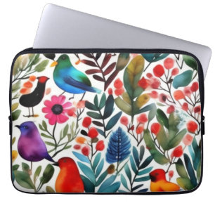 Funda Para Portátil Pájaros florales y coloridos