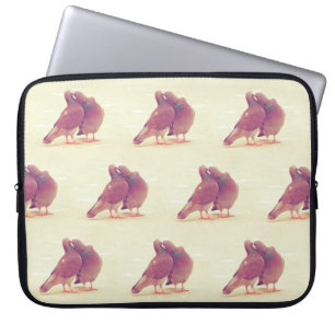 Funda Para Portátil Pájaros retros del amor que besan la paloma