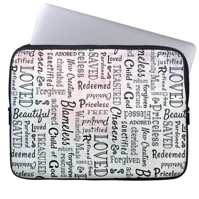Funda Para Portátil Palabras cristianas atesoradas de afirmación (Frente)