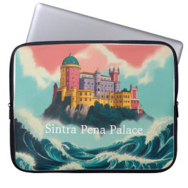 Funda Para Portátil Palacio portugués al borde del acantilado y olas d