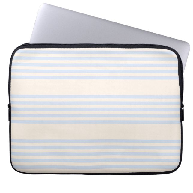 Funda Para Portátil Pale blue and beige five stripes pattern (Frente)