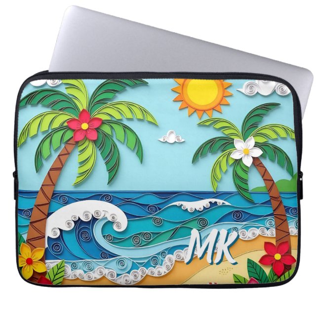 Funda Para Portátil Palm Trees on the Beach Personalized (Frente)