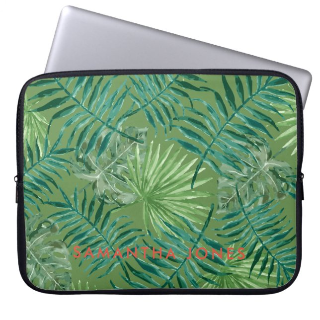 Funda Para Portátil Palm verde Tropical Leaves a la moda (Frente)