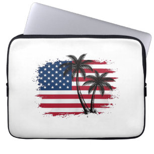 Funda Para Portátil Palmera Bandera Americana Arte Vectorial Playa Pat
