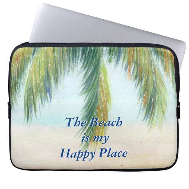 Funda Para Portátil Palmera en un día soleado en la playa (Frente)