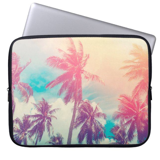 Funda Para Portátil Palmera tropical de silueta con luz solar sobre no (Frente)