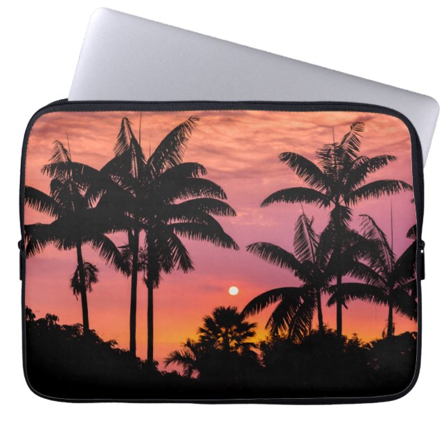 Funda Para Portátil Palmeras en silueta, Hawái (Frente)