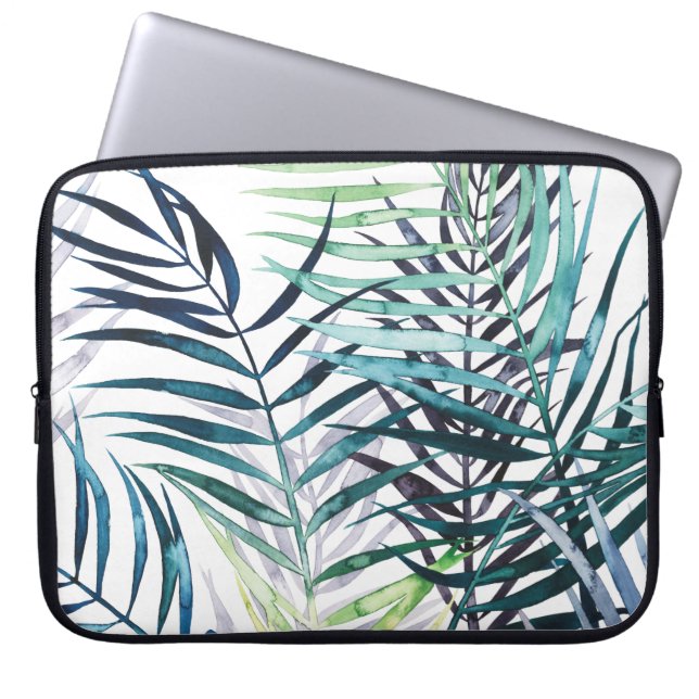 Funda Para Portátil Palmeras iluminadas - Hojas tropicales (Frente)