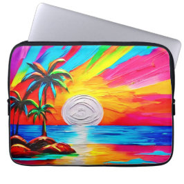 Funda Para Portátil Palmeras y pintura de fondo de sol