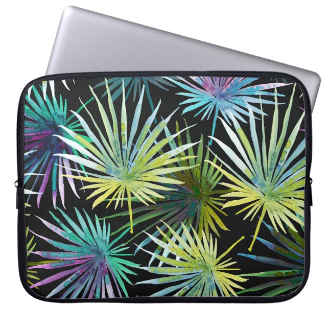 Funda Para Portátil Palmilla exótica deja acuarela (Frente)