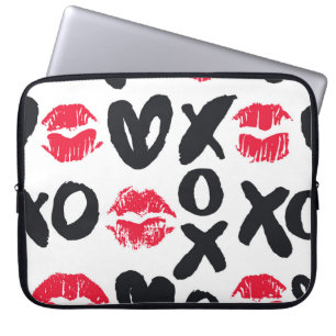 Funda Para Portátil Palo de labios besa el corazón el fondo sin proble