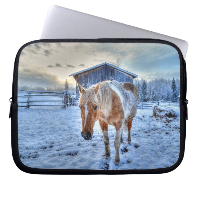 Funda Para Portátil Palomino Paint Horse and Barn Equine Photo (Frente)