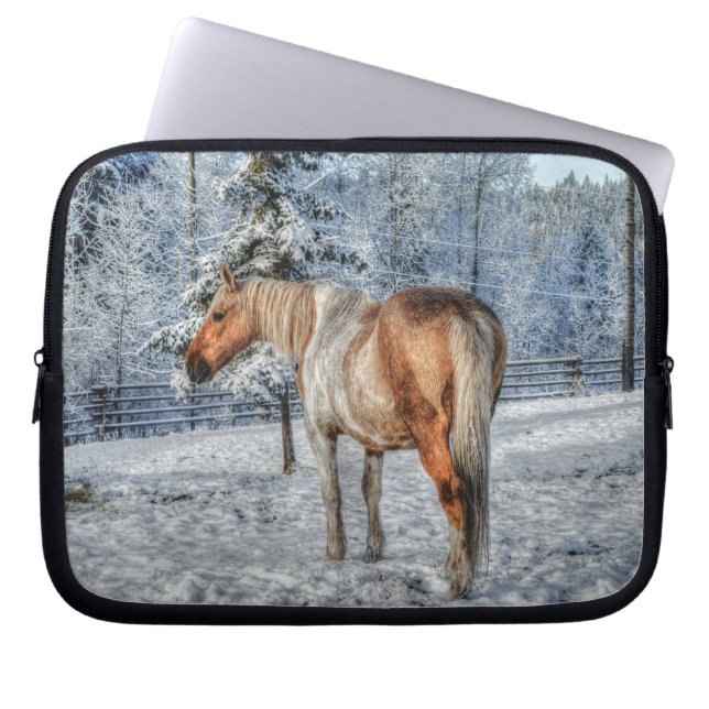 Funda Para Portátil Palomino pinta caballo y equino de nieve foto (Frente)