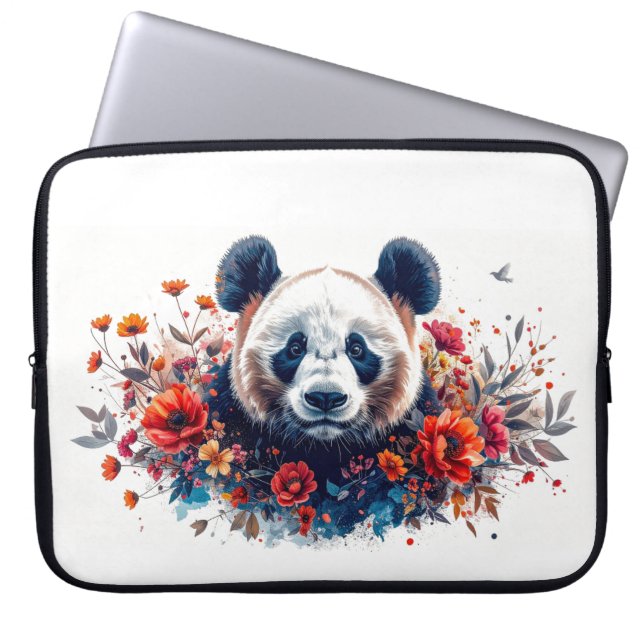 Funda Para Portátil Panda Amongst Flowers (Frente)